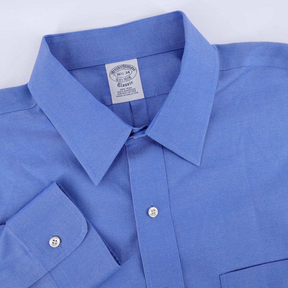 Brooks Brothers Classic Button Down Shirt Blue Long Sleeve Mens 16.5-34 Large